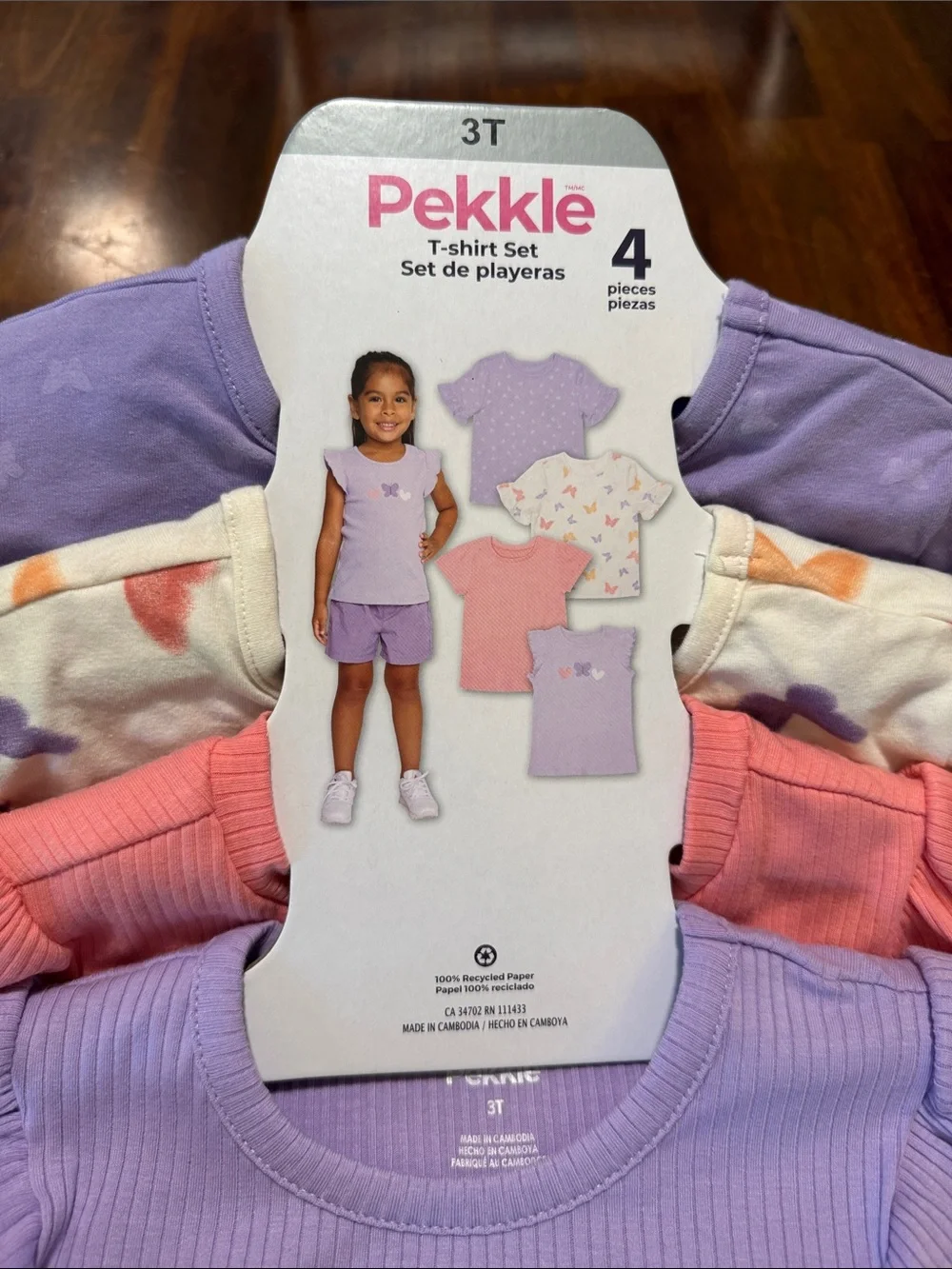 NWT Pekkle Girls' Purple, Cream, Pink Butterfly Mix & Match 8 Piece Set, 3T